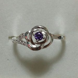 Amethyst, Sterling Silver Ring Size 8